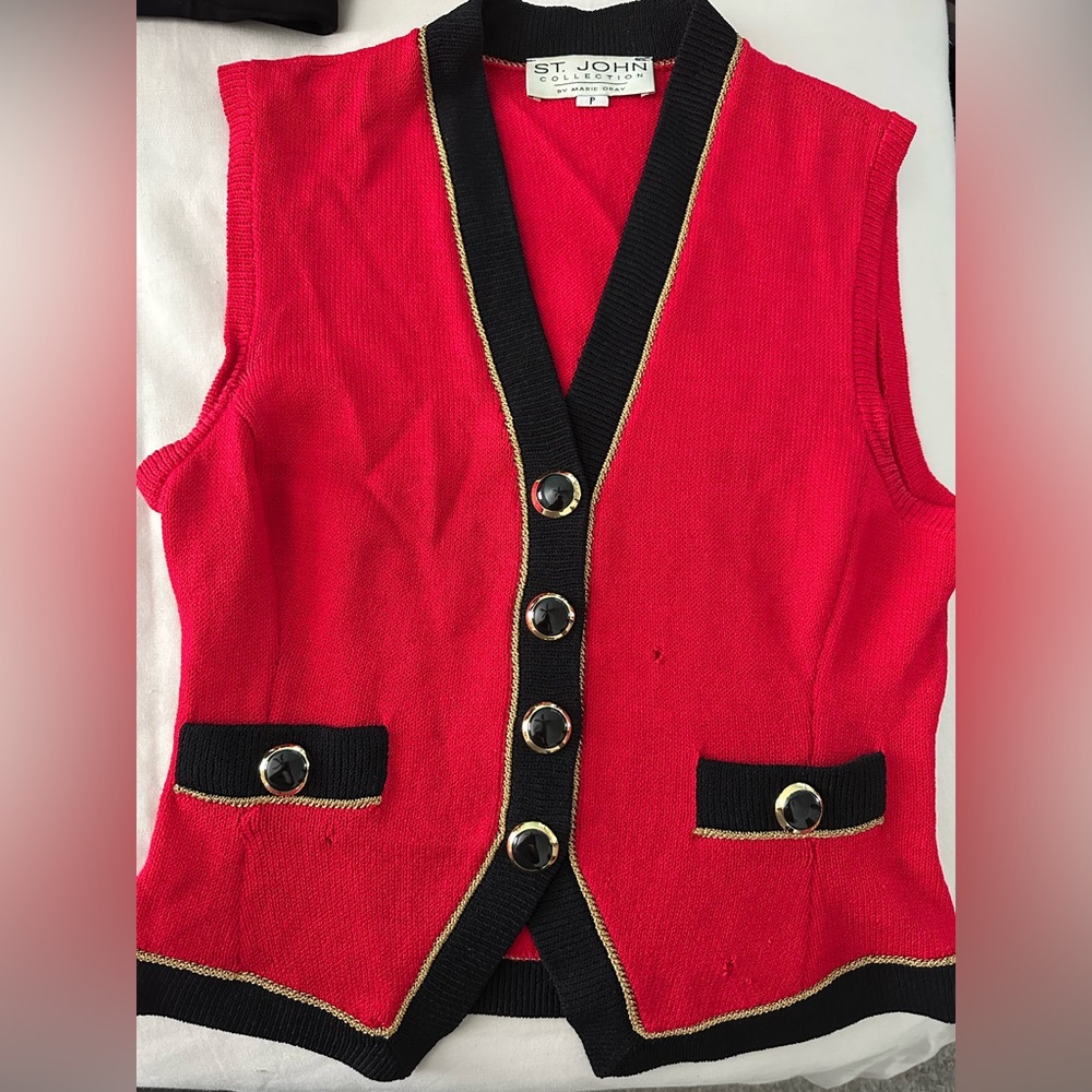 St. John Collection Red and Black Vest